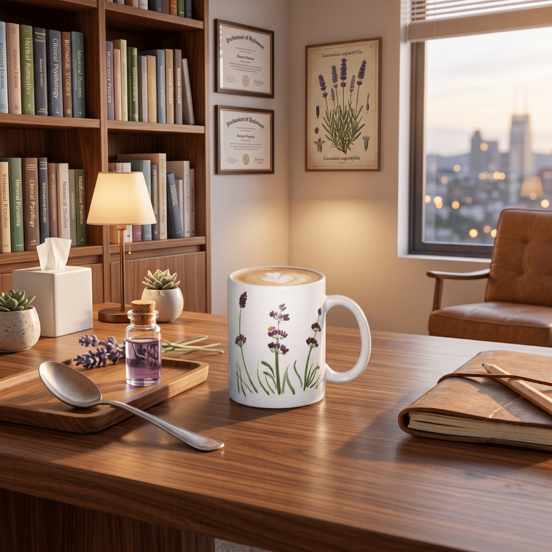 Fotografía de Taza con Diseño de Lavanda